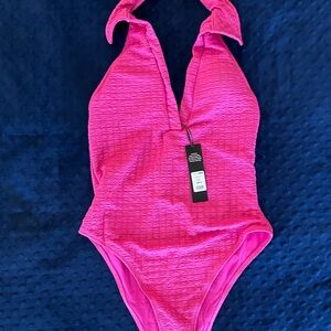 Fashion Nova Hot Pink Halter One Piece